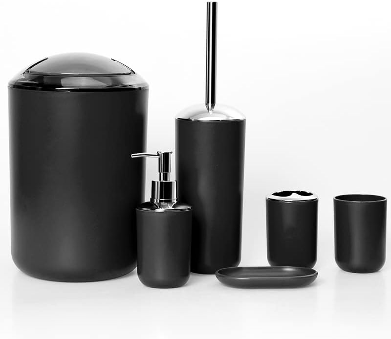 ZABIA - Juego de accesorios de baño, incluye dispensador de jabón, soporte para cepillos de dientes, vaso, jabonera para encimera decorativa y