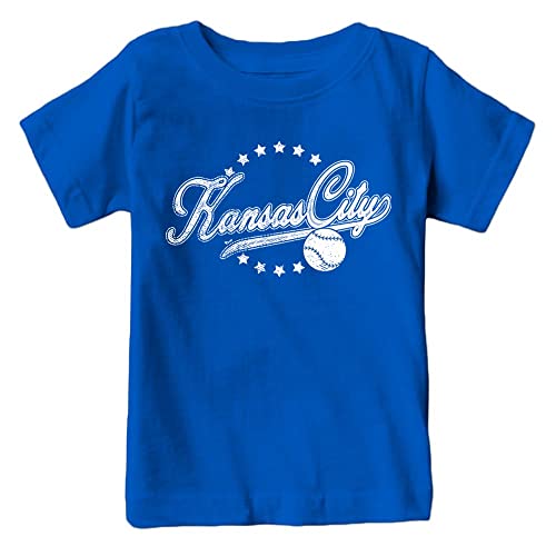 Kansas City Baseball Vintage Kids Fan T-Shirt (Royal Shirt YXS)