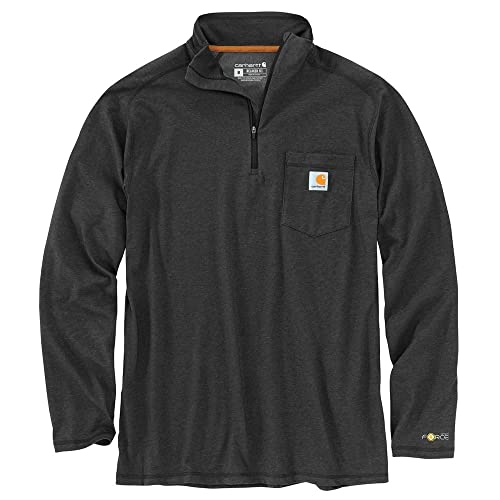 Image of Force Relaxed Fit Midweight Long-Sleeve Quarter-Zip Mock-Neck T-Shirt