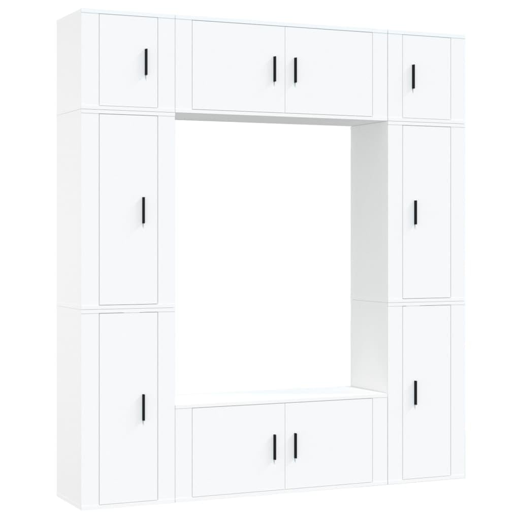 Juego de 8 muebles de TV de madera para salón, mueble de TV con mucho espacio de almacenamiento, 8 unidades