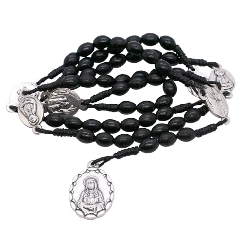 VILLAGE GIFT IMPORTERS Seven Sorrows Rosary Chaplet | Black Wooden Beads on Strong Cord | Catholic Mary and Jesus Devotional Prayer | Great for Lent, Adoration and Meditation2