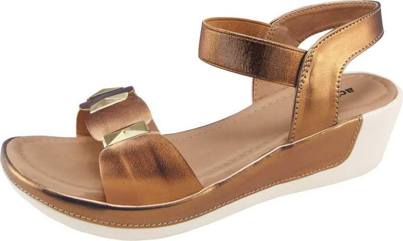 Image of Action Women's Platform Sandals| Block Heel| Glitter Embellished| Ankle Strap Bronze
