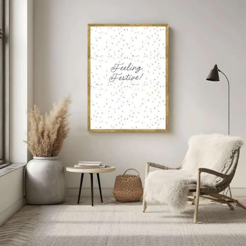 Framed Feeling Festive Poster Canvas Print Modern Minimalist Aesthetic Wall Art Funny Home Decor Wall Decoration for Living Room Bedroom Apartment Wall Decor Pictures Painting Art Print (Gold Framed,12L"X16W") - Image 5