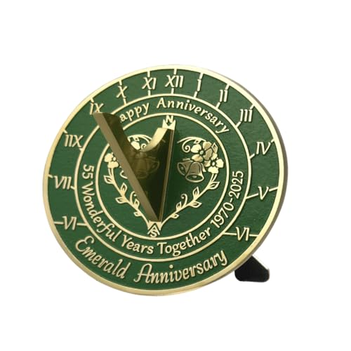 NauticalMart 55th Emerald Anniversary Unique Marriage Present for Parents, Grandparents, Friends, Husband or Wife, Couples, Him & Her Wedding Anniversary Sundial Gift 2025 (55th Anniversary)