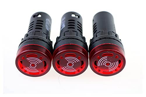 RORFFK 3PCS AD16-22SM Indicator Light Signal lamp Flash Buzzer 12V 24V 220V 380V LED(24V)