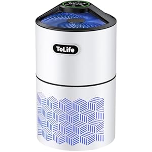 Tolife Air Purifiers for Home Large Room Up to1291 Ft² with Air Quality Sensors True HEPA Filter, Auto & Timing Function, HEPA Air Purifiers for Bedroom, Remove Smoke, Allergies,Dust, Pet Hair, White