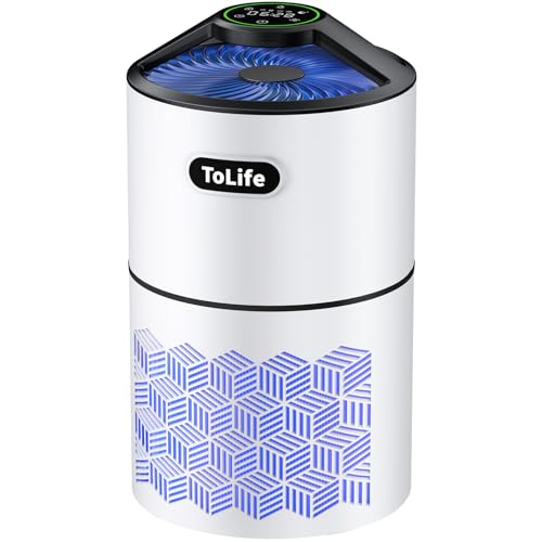 Tolife Air Purifiers for Home Large Room Up to1291 Ft² with Air Quality Sensors True HEPA Filter, Auto & Timing Function, HEPA Air Purifiers for Bedroom, Remove Smoke, Allergies,Dust, Pet Hair, White