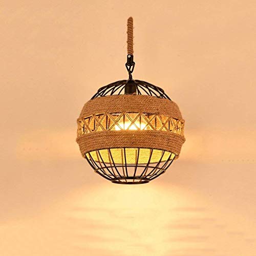 Lustre industriel vintage en corde de chanvre pour restaurant