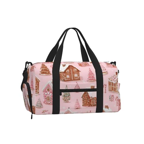 Bolsa de gimnasio impermeable con compartimento para zapatos y diseño de Navidad