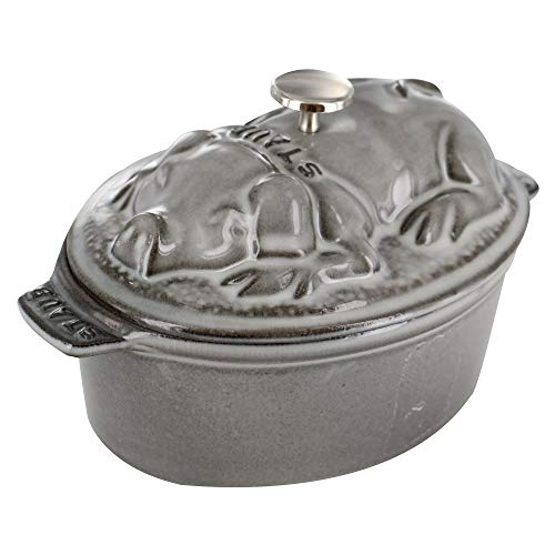 Staub Cast Iron 1-qt Pig Cocotte - Graphite Grey, Made in France