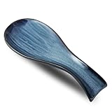 Hasense Spoon Rest for Stove Top - Navy Blue Spoon Holder for Kitchen Counter, Heat-Resistant Ceramic Cooking Utensil Rest for Spatula, Ladle and Tongs, Housewarming Gift