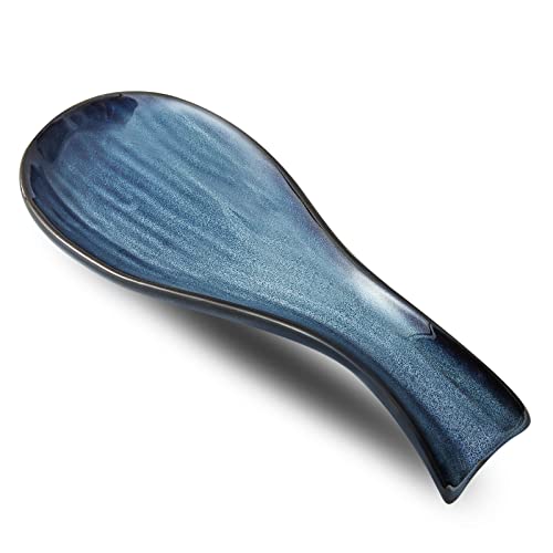 Image of Hasense Spoon Rest for Stove Top - Navy Blue Spoon Holder for Kitchen Counter, Heat-Resistant Ceramic Cooking Utensil Rest for Spatula, Ladle and Tongs, Housewarming Gift