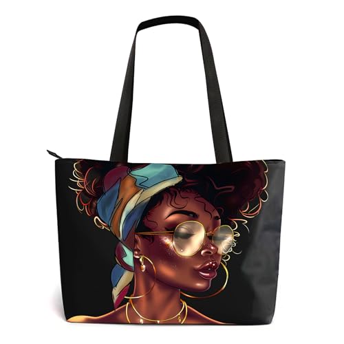 AZPSRT Women Tote Bag Shoulder Handbag African American Melanin Poppin Oxford Large Capacity Work Fit