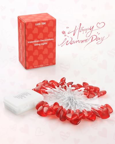 14.5ft 40LED Valentines Day Decorations String Lights, Heart Shape Valentines Day Decor for Indoor Outdoor Home Room Party Wedding Hanging