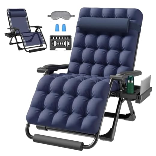 ZENPETIO Oversized Zero Gravity Chair, 33In XXL Zero Gravity Recliner Lounge Chair, Anti Gravity Chair for Indoor and Outdoor, Reclining Camping Chair for Lawn and Patio w/Cushion and Footrest, 500LBS