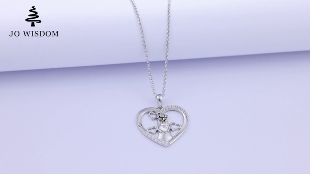 JO WISDOM Collana di Cuore Argento 925 Donna,Ciondolo con Catena
