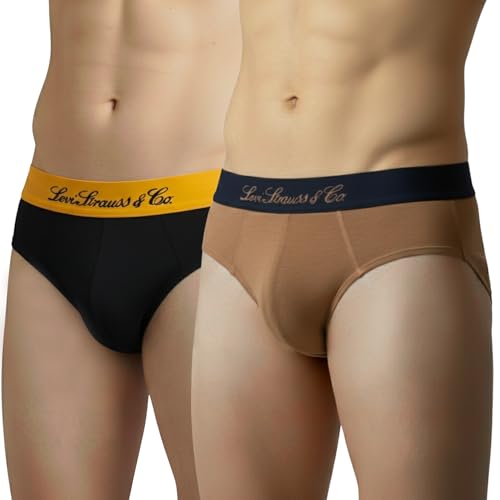 Image of Levi's Cotton Elite Brief | Premium Men's Brief Underwear | 4-Way Stretch | Outer Elastic Waistband | Double-Layered Pouch | Style 073 | Pack of 2