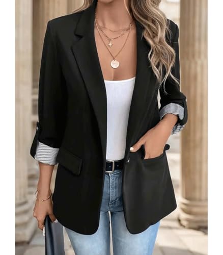 INVACHI Casual Business Blazer for Women Notch Lapel One Button Slim Fit Office Work Suit Jacket4