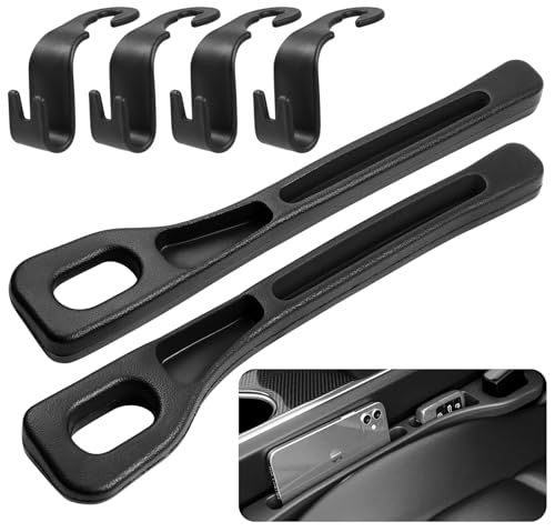 Sinofort Car Seat Gap Filler,2PCS Car Gap Filler Organizer,with 4 Car Hooks Universal,Vehicle Mounted Gap Leak Proof Filling Strip,Car Seat Gap Plug with Phone Holder,Gap Stopper for Most Models Cars
