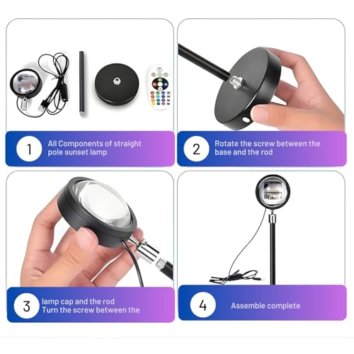 Image of One94Store RGB Sunset Projection Lamp - 16 Color Modes LED Night Light with Remote for Bedroom, Romantic Decor, Valentine Day Gift, Love Gift for Her, Couple Gift, Ambient Mood Lighting