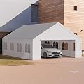 Carport, 20' x 26’ Heavy Duty Portable Garage All-Season Car Canopy w/Removable Sidewall & Doors, Carport Canopy Party Tent w/Water-Resistant Tarp for Backyard (White, 20' x 26')