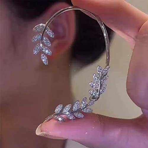 Leaf Ear Cuff Earrings For Women Pierced Zircon Leaf Ear Cuffs Hanging Leaf Earrings Ear Wrap Earrings #TOP2