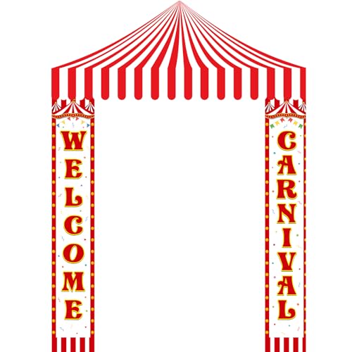 Ziliny 3 Pcs Carnival Party Decorations Circus Tent Awning Halloween Red White Banner Concession Stand(Festival Style)