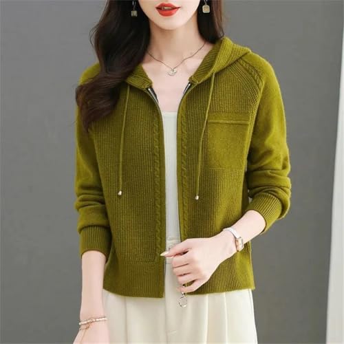 Women Cardigan Sweater Jacket Loose Zipper Hooded Casual Cashmere Knitted Sweater Coat 5