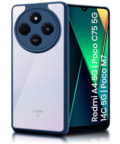 Image of WOW IMAGINE Shockproof Hybrid Back Cover for Redmi A4 5G | Poco C75 5G | 14C 5G | Poco M7 | Hard Slim fit Back Case | PC & TPU | Clear Transparent Case - Blue