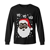 Tstars Long Sleeve T-Shirt for Men Santa Claus Ugly Christmas Shirt for Men Tacky Sweater Style Xmas Holiday X-Large Black