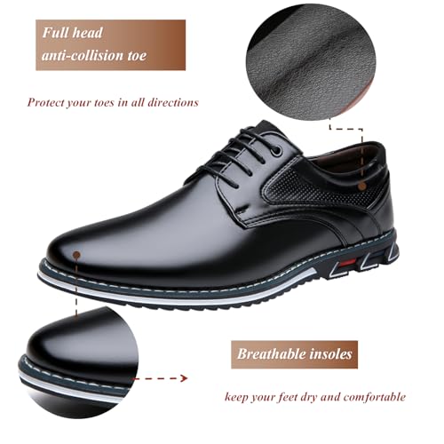 Men's Dress Oxfords Shoes Business Formal Shoes Casual Loafers Shoes Comfortable Lightweight Derby Sneakers Black4