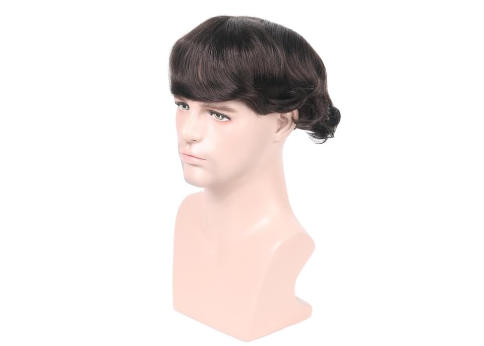 Men's Toupee Men's Wig non-surgical Hair Replacement French Lace Front and Center with middle Pu Around