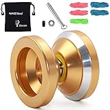 MAGICYOYO N8 Yoyos Metal for Kids to Adults, Professional Responsive Yoyo with Unresponsive Yo-yo Bearing for Beginners to Advanceds, 2 in 1 Yoyo with Yo Yo Strings+Bag+ Remover Kit, Golden