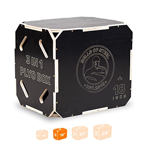 Bells of Steel 3-in-1 Anti-Slip Wood Plyo Box - Commercial and Home Gym - Use for Box Jumps, Squats, Step-Ups, Knee-ups - 400 lb Capacity Plyometric Jump Box