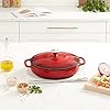 Lodge Essential Enamel Braiser 3.5 Quart - Refrigerator- & Oven-Safe up to 500° F - Heat-Retaining, Induction-Safe & PFAS-Free Enamel Cookware - Island Spice Red #5