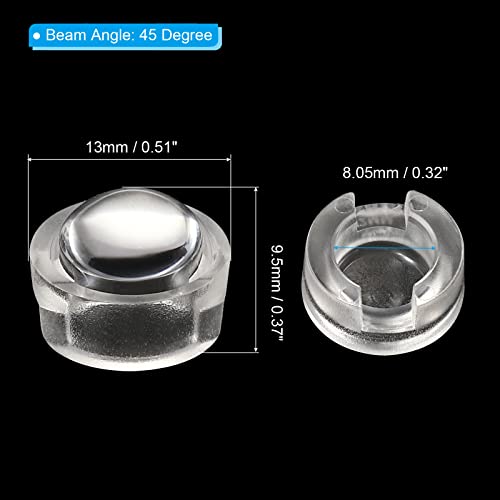 Image of PATIKIL 13mm LED Convex Lens, 20 Pack 45 Degree Beam Angle Acrylic LED Optical Convex Condenser Lens for 1W 3W LED Lamp Beads Infrared Cameras, Transparent