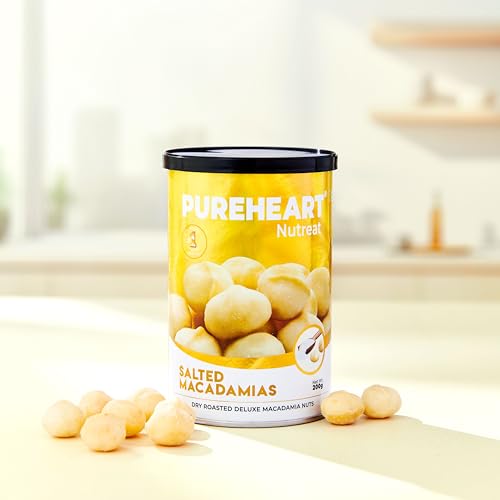 Image of Pureheart Salted Macadamia (200 gm) Premium Roasted Australian Macadamia Nuts, Rich in Antioxidants - Whole, Exotic, and Crunchy Dry Fruits, Ideal Snacks, No Additives