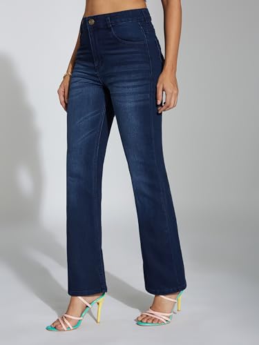 Image of Miss Chase Women's Skinny Fit High Rise Regular Length Stretchable Denim Jeans (MCSS25DEN82-81-354-38, Prussian Blue, 38)