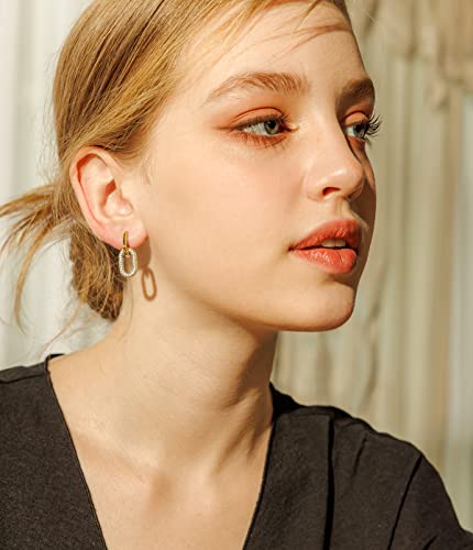 OZEL 14K Gold & Silver Plated Paperclip Chain Earrings with Cubic Zirconia – Dangle, Hoop, Huggie, Stud Styles – Women’s Fashion Jewelry Gift2