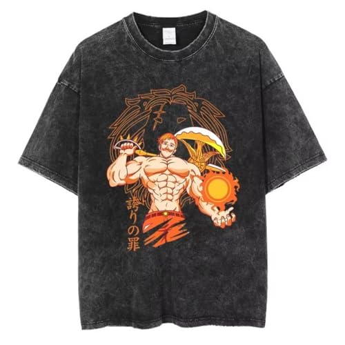 momogut The Anime Seven Deadly Sins T-Shirt Men Hip Hop Streetwear Escanor Tshirt Washed Black Vintage T-Shirt momogut The Anime Seven Deadly Sins T-Shirt Men Hip Hop Streetwear Escanor Tshirt Washed Black Vintage T-Shirt