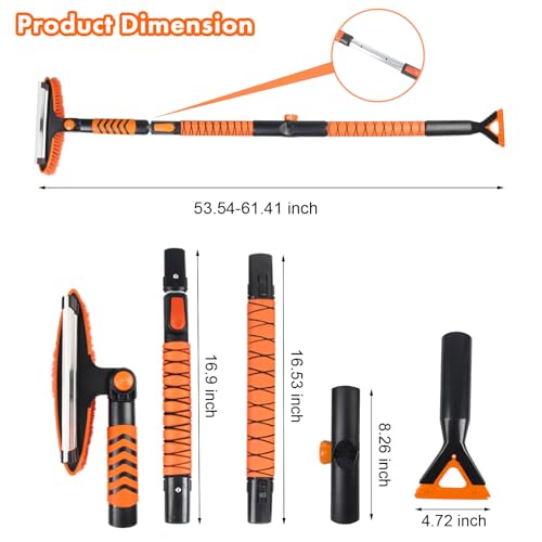 Bendable Snow Brush Ice Scraper for Car Windshield with Squeegee & Foam Grip