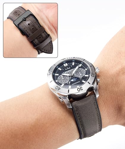 Image of BINLUN Nylon Silicone Watch Bands 18mm 19mm 20mm 21mm 22mm Quick Release Canvas Rubber Hybrid Watch Strap Replacement Watchband for Men Women 9 Colors Silver /Black Buckle