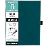 AT-A-GLANCE Foundation Goal Setting Planner, Undated Weekly & Monthly Journal, Track Progress, Create Habits, 5-3/4' x 8-1/4', Blue (FD2-200-20)