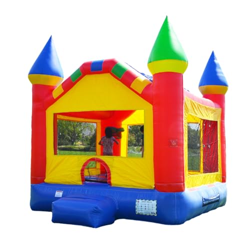 HeroKiddo 13'x13' Commercial Bounce House with Blower & Basketball Hoop; Durable 15'Tall Vinyl Bouncy Castle Inflatable Jumper for Kids and Adults, Rental Quality, Indoor & Outdoor