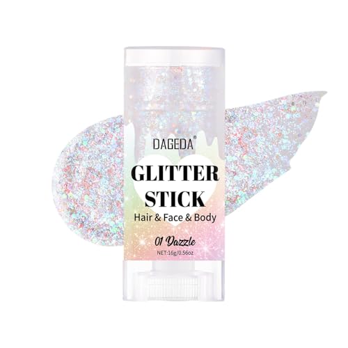 Prreal Body Glitter Stick Sparkly Face Glitter Gel Makeup Holographic Hair Glitters Mermaid Sequins Rave Outfits for Women Shimmer Face Paint Stick Halloween Carnival Festival Accessories Dazzle