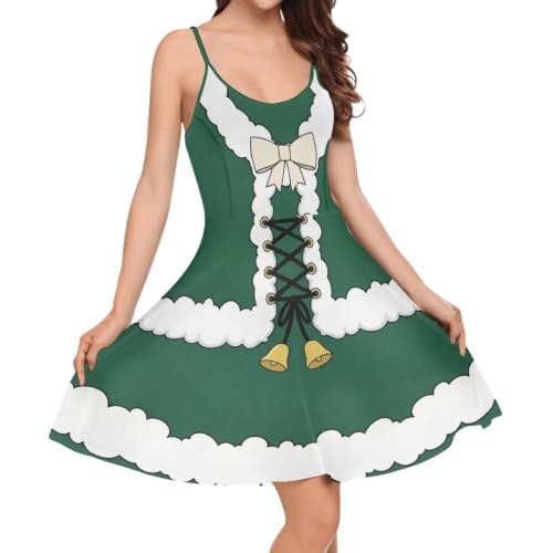Image of Women's Spaghetti Strap Dress Summer Casual Swing Sundress Girls Beachwear Swing Mini Dress