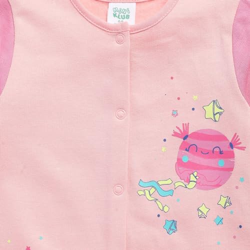 Image of miniklub Baby Girls Round Neck Full Length Knit Sleep Suit, Pack of 2 (Multi Color)