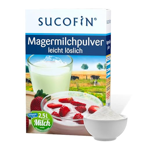 SUCOFIN Leche desnatada en polvo 18 x 250 g, paquete de almacenamiento, ideal como blanqueador de café y para hornear, la leche en polvo es fácilmente soluble, rica en nutrientes y larga vida útil