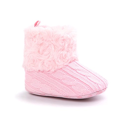 Auxma Snow Boots Soft-Krippe Schuhe Kleinkind Stiefel für 0-18 Monate Baby (12cm(6- 12 Monate), Rosa)