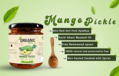 Image of Organic Anand Smoked Homemade Mango Pickle 500gram | Khatta Aam ka Achar | Preservatives Free with Ayodhya Ram Keri | Low Salt